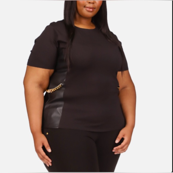 Michael Kors Tops - Michael KorsvPluse-Size Chain-Trim Mixed-Media Top